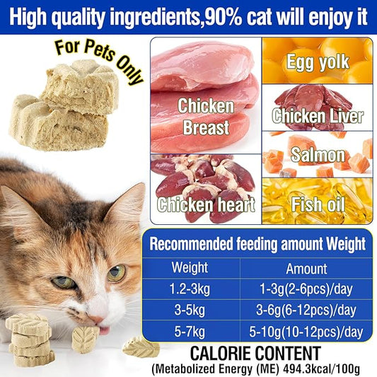50g/1.76oz Freezed Dried Cat Chicken Treats with Fish Oil, Cat Treats for Hair and Skin Protection, Edible Cats Snack
