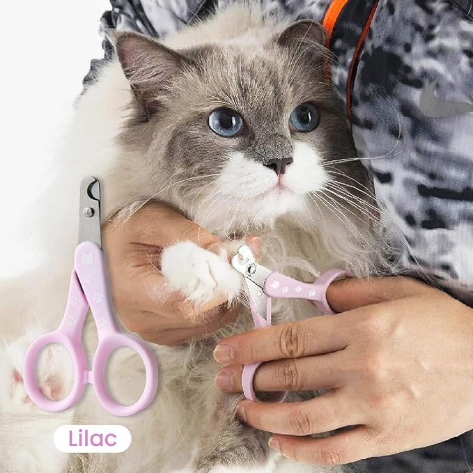 NecoIchi - Purrcision Feline Nail Clipper | Ultra-Sharp Cat Nail Clipper for Safe Trimming | Stainless Steel Blades, Cat Nail Trimmer, Ideal for Indoor Cats (Lilac)