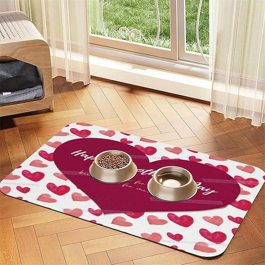 Pet Feeding Mat Happy Mother's Day Floral Gift Mom Jy Absorbent Pet Placemat for Food Water Bowl with Waterproof Rubber Backing 18X12In Quick Dry Water Dispenser Mat for Dog Cat