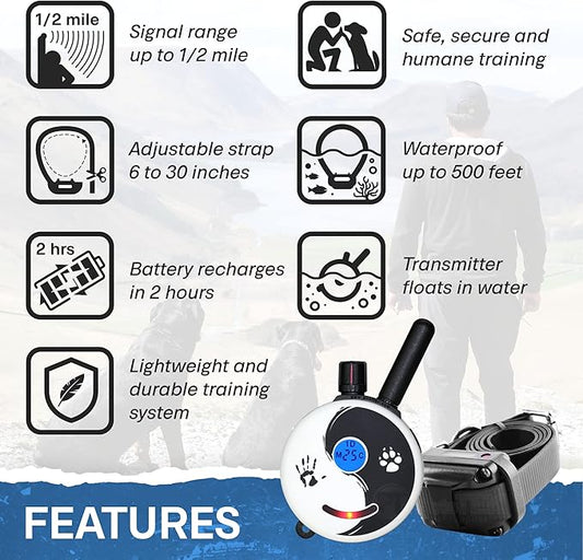 Educator ET-300 Zen Mini E Collar for Dog Training with Remote - 1/2 Mile Range, Waterproof, 100 Blunt Stimulation Levels, Tone or Vibration Mode, Night Light Tracking for Small, Medium & Large Dogs