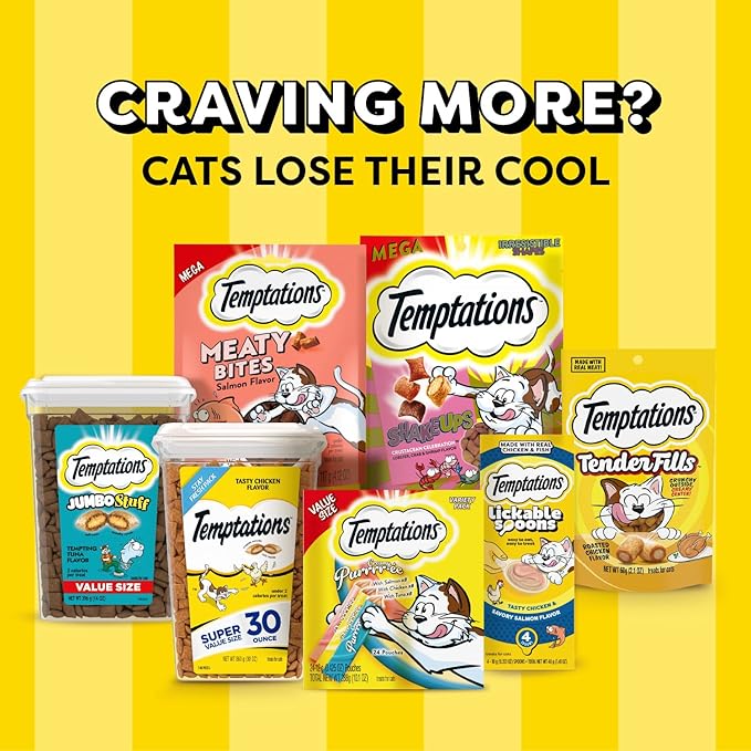 Temptations Cat Treats, Classic Crunchy and Soft Cat Treats, Creamy Dairy Flavor, 3 oz. Pouch (Pack of 12)