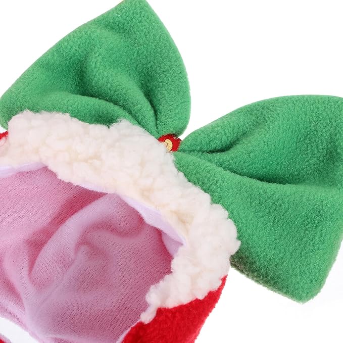 SOLUSTRE Christmas Dog Hat and Scarf Set for Pets, 2pcs Thermal Winter Head Cover with Decorative Puppy Scarf, Warm Pet Headdress Supplies for Holiday Season