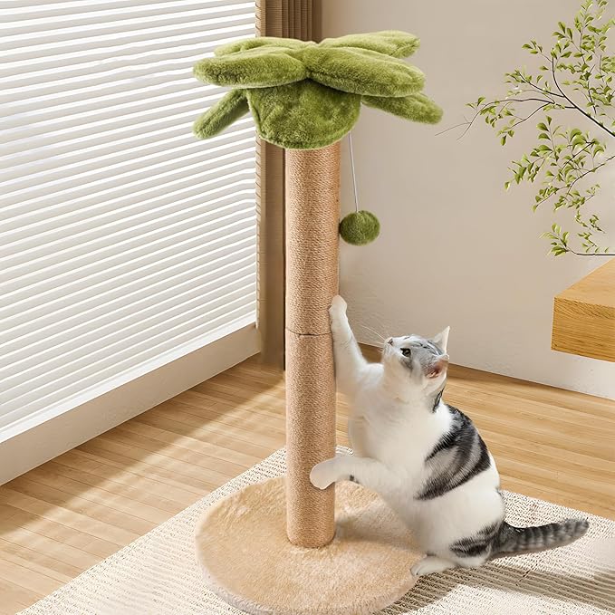Cat Scratching Post Palm Tree Shape, Sturdy 34 inches Tall Sisal Scratch Post