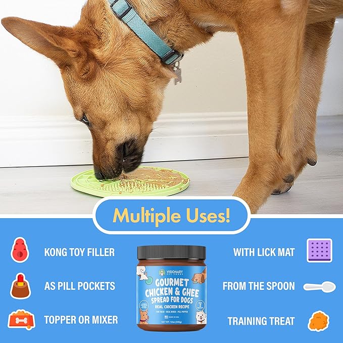 Visionary Pet Foods Chicken, Duck, Beef Meat Spread Treat Bundle - Healthy Alternative to Dog Peanut Butter, Xylitol Free and No Added Sugar - Use on Dog Lick Mat, Food Mixer, Pill Pockets - 12oz x3