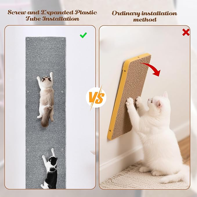 80"x15.7" Cat Wall Scratching Mat, Extra Large Cat Climbing Carpet with 20 Fixed Nails Wall Scratcher Furniture Protector for Couch, Sofa, Home (Grey)