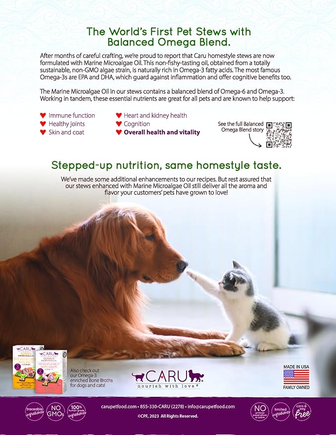 Caru - Classics Chicken & Wild Cod Stew - for Cats - Supports Overall Pet Health - Wet Cat Food/Meal Topper - Human Grade Ingredients - Non-GMO - Made in USA - 5.5 oz - Case of 12