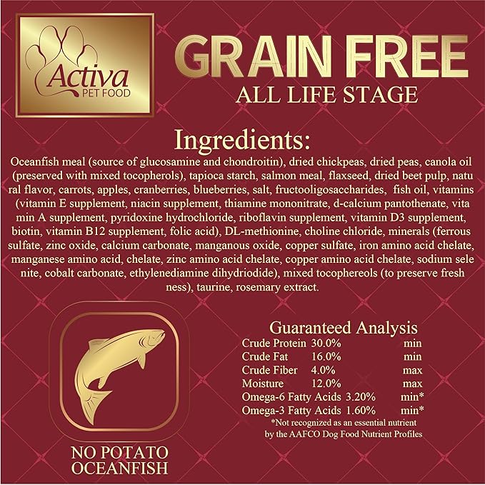 Activa Grain Free Custom Dog Food (15 Pound, No Potato - Oceanfish)