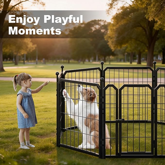 Dog Playpen for Indoor & Outdoor, 24 inch 6 Panels Metal Puppy Playpen for Puppies/Small Dogs, Portable Pet Fence for Yard, Camping, Travelling, Black