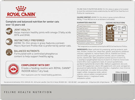 Royal Canin Feline Health Nutrition Aging 12+ Senior Thin Slices in Gravy Cat Food, 3 oz (Pack of 12)
