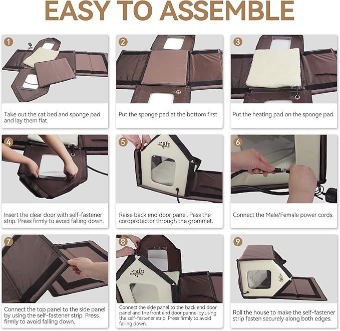 ALL FOR PAWS Heated Cat House, Indoor Cats Home for Winter with Heated Pad, Cat Houses & Condos, Heater Cat Bed for Feral Kitty, Thermo Kitty Home