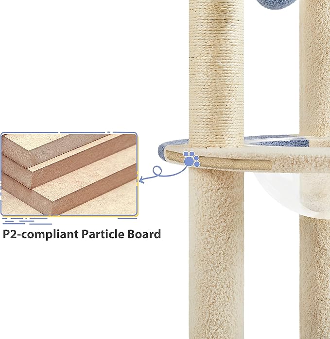 Yaheetech Cat Scratching Posts with Cat Bed, 35in Cat Scratcher with 2 Scratching Posts for Indoor Cats, Sisal Scratch Posts with Replaceable Ball for Kittens Adults Cats