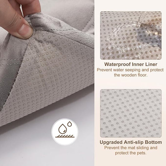 BEAUTYZOO Dog Crate Pad for Large Dogs, Washable & Detachable Kennel Mat, Anti-Slip Soft Fluffy Puppy Bed for Crate, Cage, and Car Travel, Cozy Sleeping Mattress, 48x30 Inches, Gray