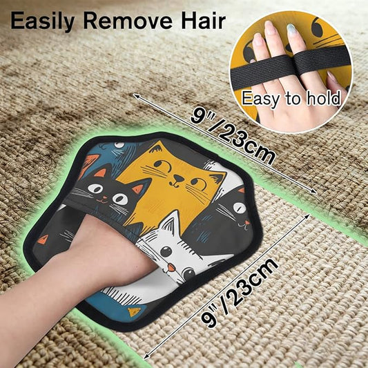Cute Cats Pet Hair Remover Glove 2 Packs Dog Brushes for Grooming Cats Hair Remover Furniture Electricity Magic Brush Reusable Pet Hair Removal Tool Lint Brushes for Clothes, Carpet, Couch
