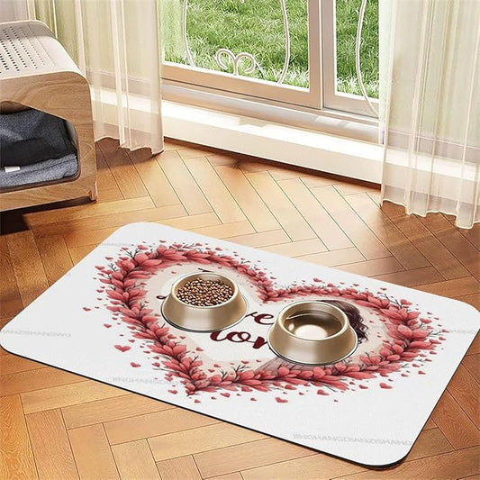 Dog Food Mats for Floors Happy Mother's Day Floral Gift Mom Kn Absorbent Pet Cat Food Mat Quick Dry Dog Bowl Mats for Water Pet Supplies 18X12In
