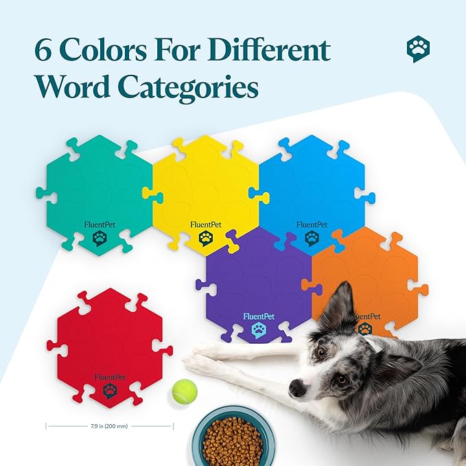 FluentPet HexTile - Blue | Accessory Dog and Cat Button Learning Kits | Can Hold Up to 6 Buttons | Soft, Durable, and Non-Slip | Gift for Pet Lovers | Comes in 12 Colors