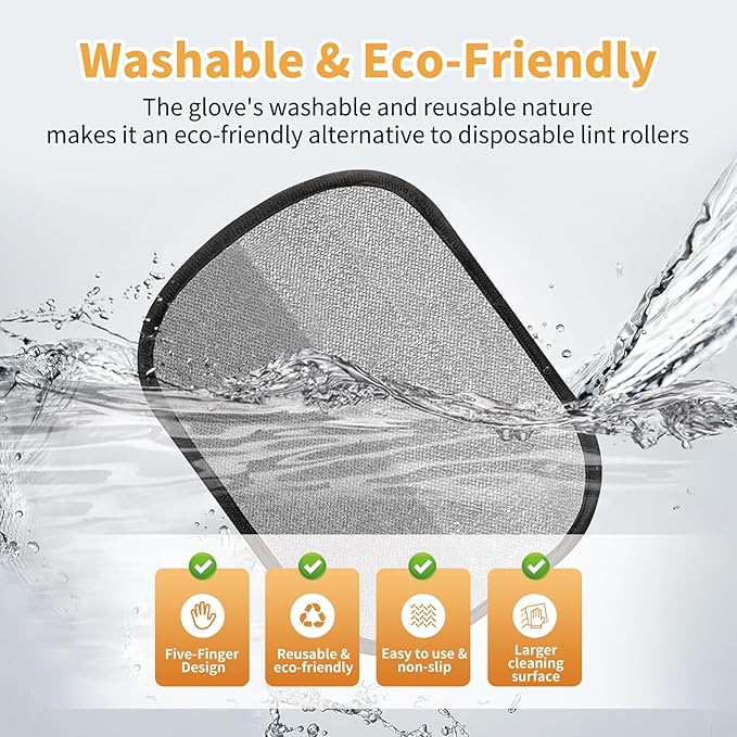Magic Brush Pet Hair Removal Glove - Upgraded Five-Finger Electrostatic Dog & Cat Hair Remover for Laundry, Couch, Car Seat: Reusable Washable Pet Hair Glove Tool (2pcs-Black)