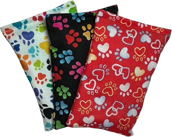 Crazy Cat 3 Pack Catnip Pillow Sacks - Paws - Made in The USA (Red)