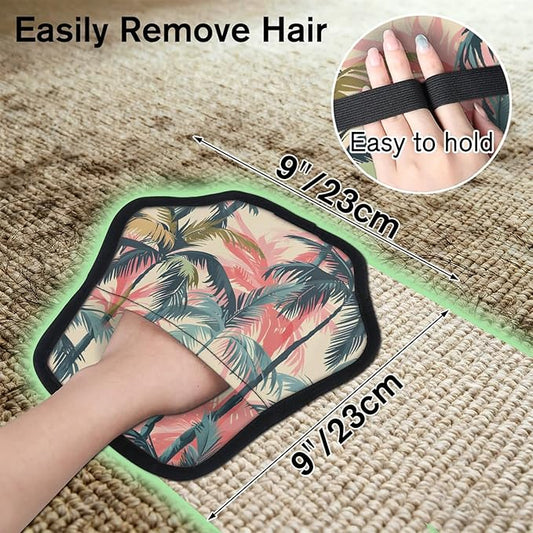 Coconut Trees Plant Electrostatic Pet Hair Removal Glove for Cats & Dogs - Reusable Grooming Mitt for Couch, Carpet, Car Seat & Laundry - Large 9x9 Inch