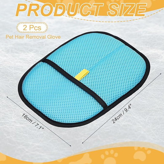 Pet Hair Removal Gloves, Reusable Electrostatic Pet Gloves for Cats Dogs Grooming, Thickened, (2Pcs & Lake Blue), Intended for Clothing/Couch/Carpet/Car Seat