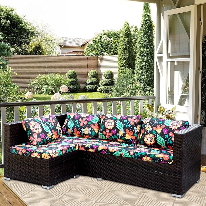 HANDONTIME Psychedelic Outdoor Cushion Covers 8pcs Mexican Style Couch Cushion Covers Replacement Patio Couch Cover Sofa Cover Indoor Patio Cushion for Outdoor Furniture Washable, Cover Only