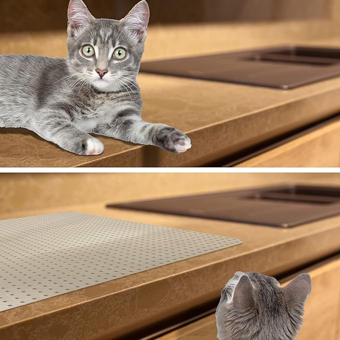 RESILIA Counter Top Protector Pet Deterrent Tiles - Pet-Free Training Mat, for Cats, Dogs, Rabbits, Indoor and Outdoor Use, Beige Color, 12 Inches x 12.75 Inches, 2 Pack