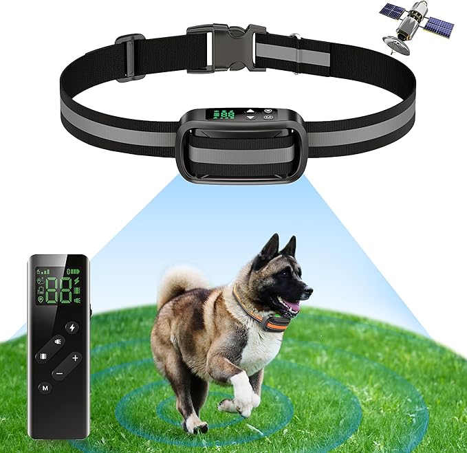 Homrich 2 in1 GPS Wireless Dog Fence, Electric Dog Fence, IPX7 Waterproof Pet Containment System with 3 Training Modes Invisible Fence with 2 Replacement Collars for Dogs Over 8 Lbs Outdoor Use