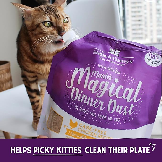 Stella & Chewy's Freeze-Dried Raw Cat & Kitten Food Topper - Magical Dinner Dust - Premium Cage-Free Chicken - Grain-Free, Protein-Rich - Perfect For Picky Eaters - 7 oz