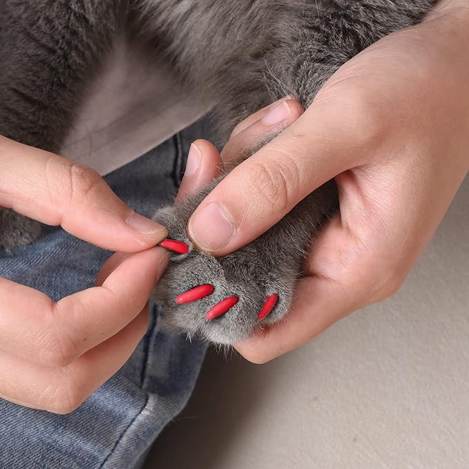 Kitty Caps Nail Caps for Cats Pure White and Coral Red, Large - Safe, Stylish & Humane Alternative to Declawing Cat Nail Caps Stops Snags and Scratches (Pack of 3)