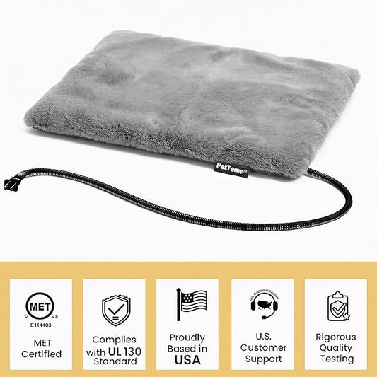 Pet Heating Pad for Cats Dogs Indoor & Sheltered Outdoor Waterproof Heated Cat Bed Heated Dog Bed Chew Resistant Cord Constant Temperature Gray Paw Print 16 x 13 Inch