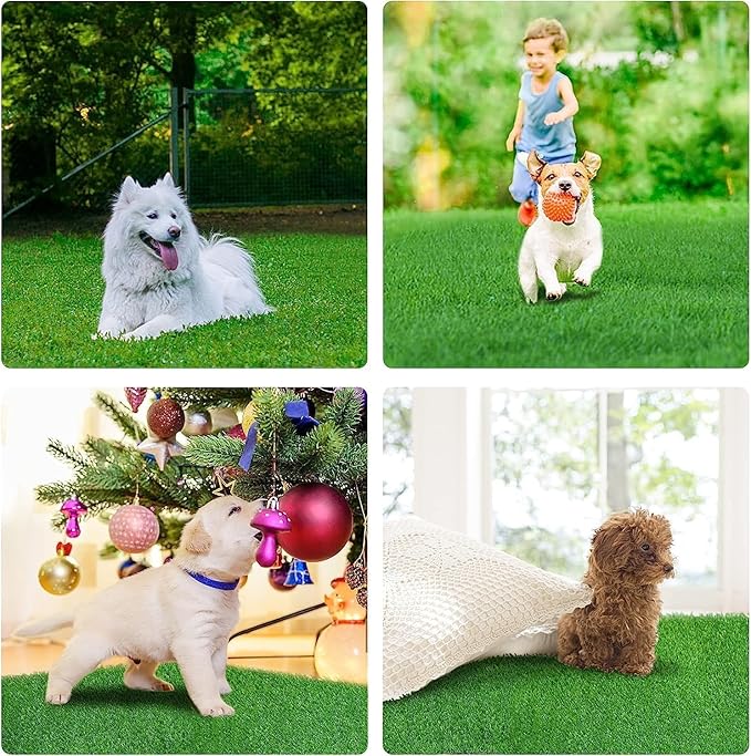 Artificial Grass Rug Turf for Dogs Indoor Outdoor Fake Grass for Dogs Potty Training Area Patio Lawn Decoration (25.6 x 19.7 Inch (Pack of 2))