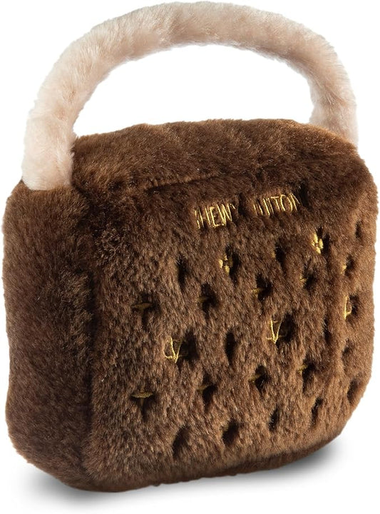 Dog Diggin Designs Chewy Vuiton Plush Dog Toy Purse | Luxury-Inspired Parody Designer Handbag with Squeaker, Soft Plush Fashion Dog Toy â Haute Couture Purses & Handbags