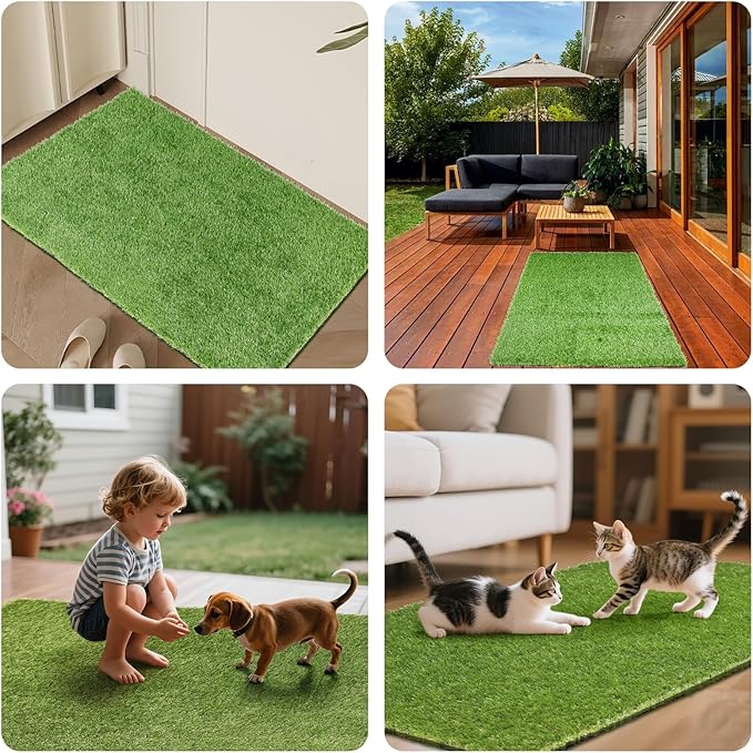 48" x 32" Fake Grass Mat for Dogs, Premium Washable Artificial Turf Grass Rug for Patio Lawn Balcony Door Dog Pet Pee Potty Training