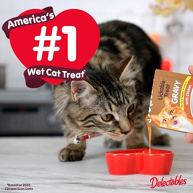 Delectables Lickable Treat Gravy Seafood Variety Wet Cat Treat & Food Topper, Food Topper, Hydrating, Grain-Free, No Fillers, No by-Products, No Added Preservatives, 1.4-oz Pouch, 12 Count