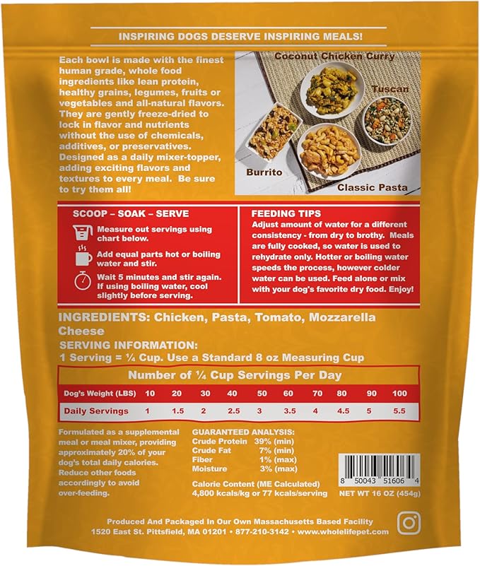 Whole Life Pet Bistro Bowl for Dogs - Human Grade Meal Mixer Food Topper - Healthy Whole Food Ingredients, Protein Rich, All Natural - Picky Eaters