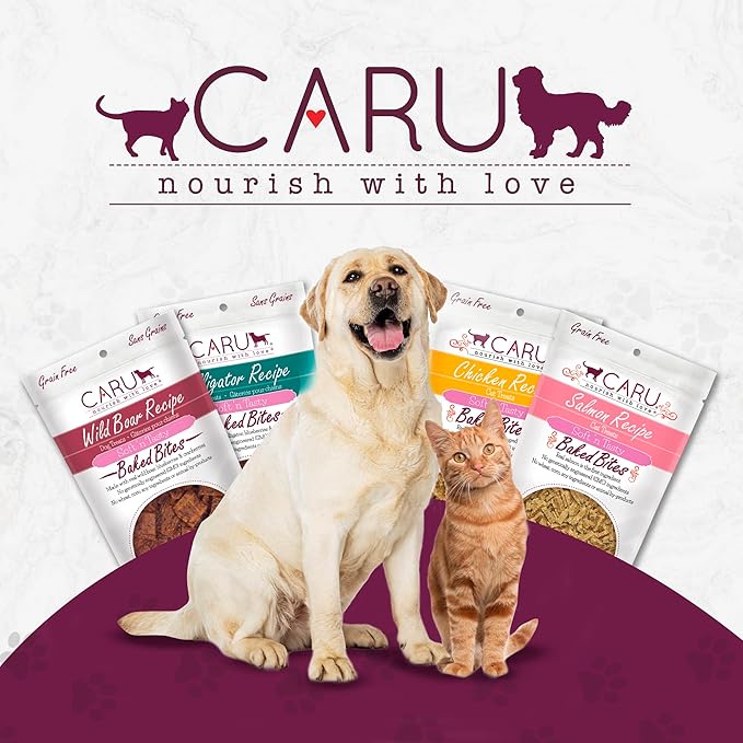 Caru - Soft n’ Tasty Baked Bites - Flavorful and Natural Dog Training Treats - Variety Pack - Beef, Chicken, Duck, Lamb, Salmon - 5 Pack