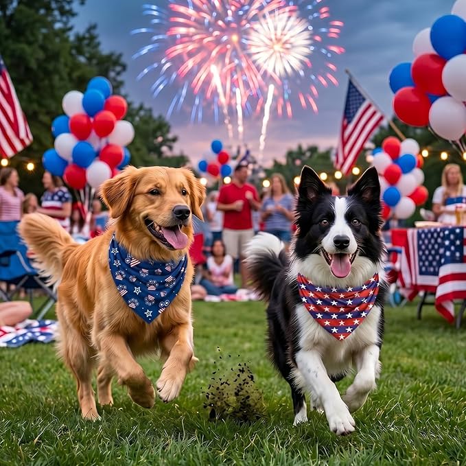 22Pcs 4th of July Dog Bandanas Bulk Independence Day Dog Bandana Adjustable Triangle Reversible Pet Accessories Patriotic American Flag Puppy Scarf for Small Medium Large Dogs Cats Memorial Day Supply