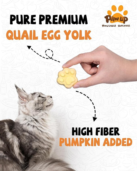 PAWUP Freeze Dried Cat & Dog Treats, Natural Quail Egg Yolk, High Fiber Pumpkin Added, High-Protein Pet Snacks for Coat & Gut Health, 3.5 oz