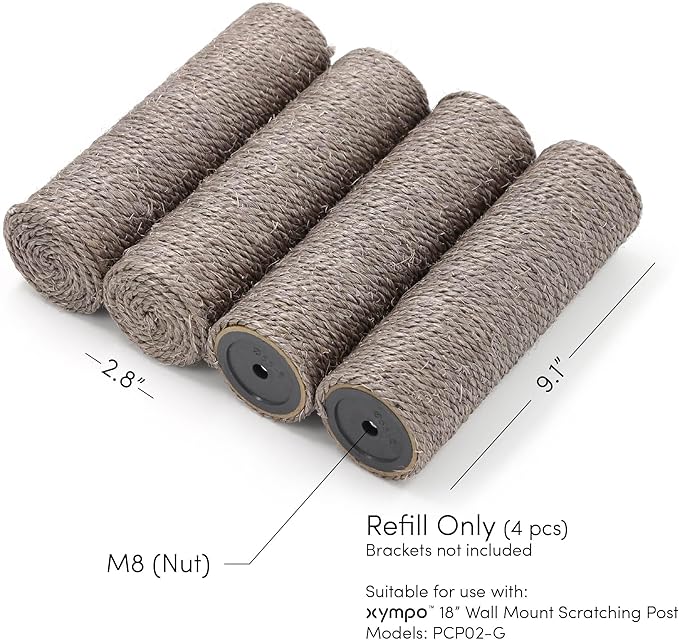 18" Compact Wall Mounted Cat Scratcher, Sisal Scratching Post - Grey