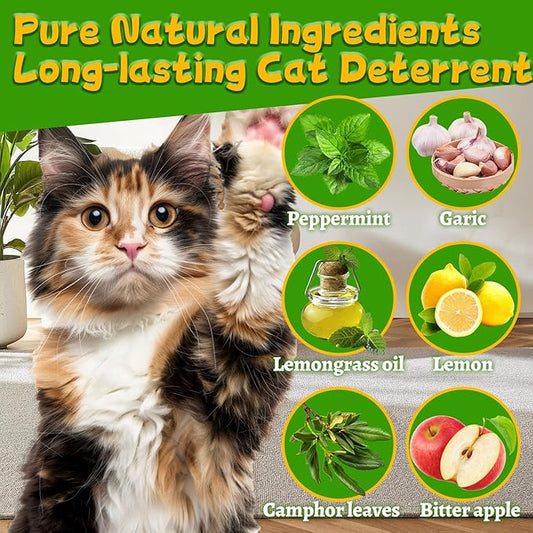 Mimo Style Cat Deterrent Outdoor,Natural Peppermint Oil Cat Deterrent Outdoor Indoor,Keep Cats Out of Yard Permanently,Keep Cats Off Lawn,Garden,Furniture,Mulch & Flower,Keep Cats Away(Light Green)