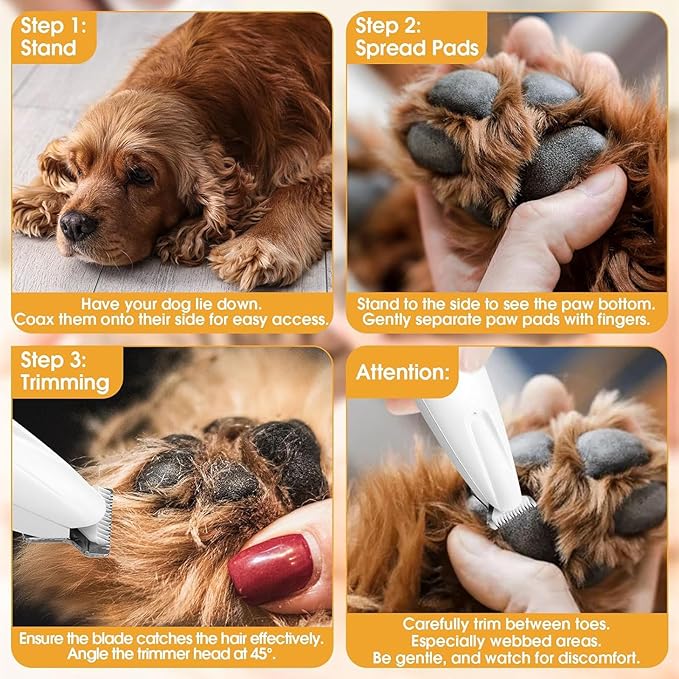 1PC Dog Paw Trimmer with LED Light,35dB Low Noise Precision Pet Paw Trimmer for Dogs Cats Grooming Clippers,Safety Electric Paw Hair Trimmer for Paws,Ears,Rump,Face,Eyes,Dog