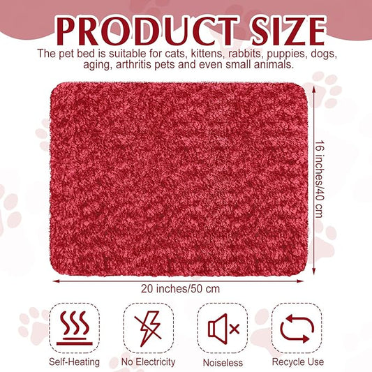 4 Pack Self Warming Cat Pads Self Heating Cat Mat Washable Homeless Dogs Thermal Pads Kennel Pad Reflects Body Heat Warm Crate Bed Mat for Indoor Outdoor Pet(Red,16 x 20 Inch)