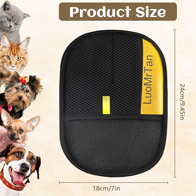 2 Pack Pet Hair Removal Gloves, Reusable Electrostatic Pet Hair Remover, Newly Upgraded Efficient Lint Remover Tool for Dog & Cat Hairfor Couch, Furniture, Car Seat, Carpet, Clothing