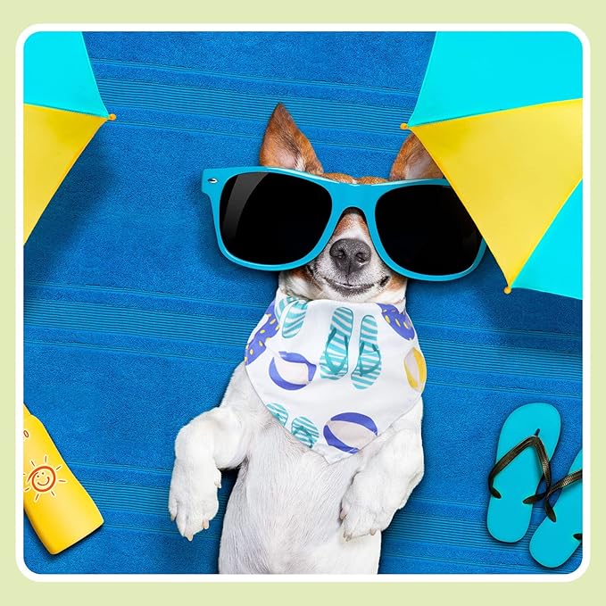 Kacctyen 100 Pcs Fresh Dog Bandanas Bulk Hawaii Dog Adjustable Cute Washable Triangle Kerchief Scarf Bibs for Small to Medium Pet Seasonal Party Costume Accessories