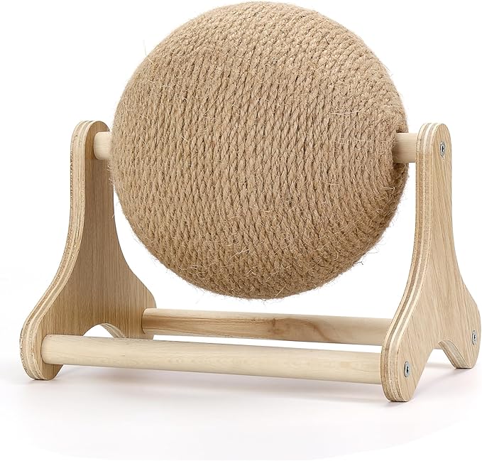 Sisal Cat Scratching Ball, Cat Scratcher Ball Toy with Stable Stand, Interactive Exercise Toy for Small Pet Interactive Exercise and Play