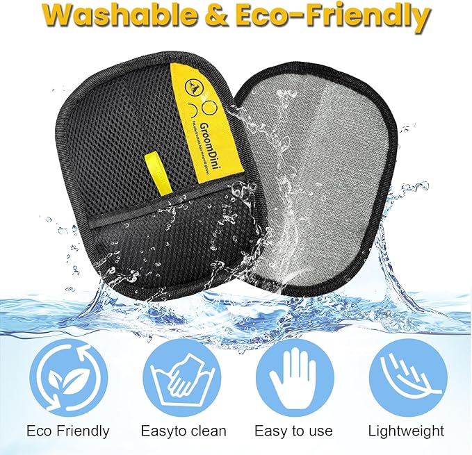 2 Pcs Pet Hair Removal Glove, Magic Brush Pet Hair Remover Electrostatic Pet Hair Remover Glove for Deshedding, Grooming, Cat Dog, Reusable & Washable (Black) degign for Sofa Car Seat Clothing