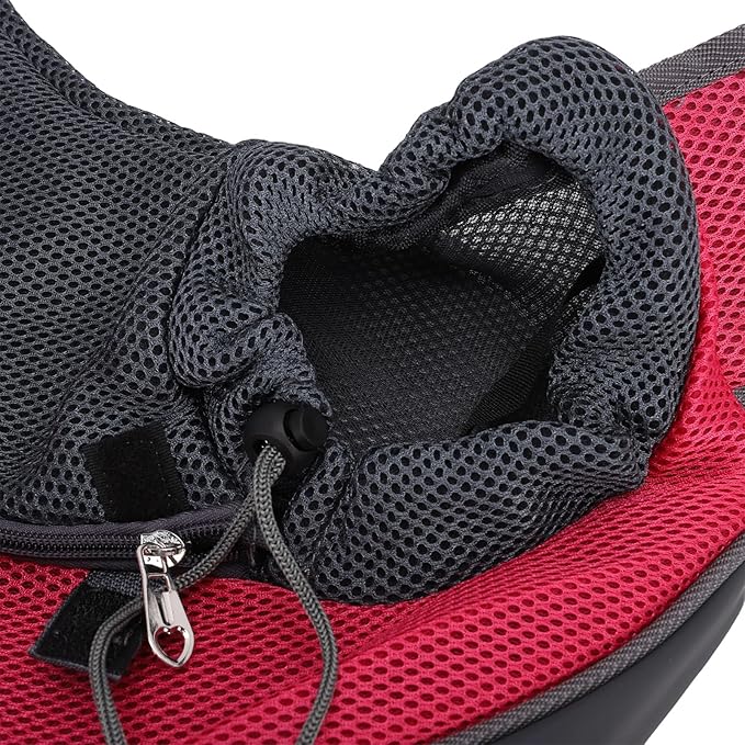 Pssopp Dog Supplies Breathable Puppy Sling Adjustable Neck Pet Carrier Purse for Outdoor Outings Camping Travel Small Cat Dog Sling Carrier, Travel (L)