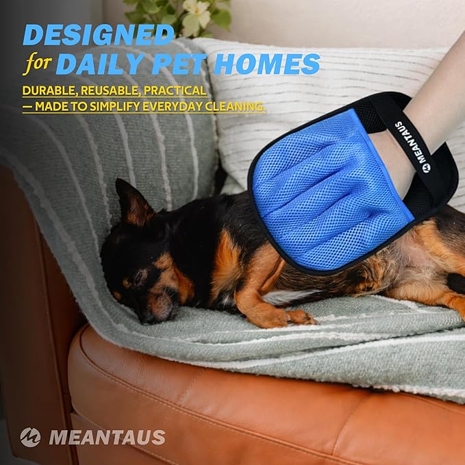 Reusable Pet Hair Removal Mitt – Electrostatic Fur Remover for Dogs & Cats, Removes Pet Hair from Furniture, Bedding, Clothes & Car Seats – Washable & Reusable (Standard Version)