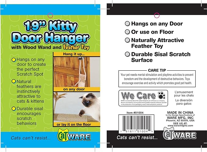 Ware Manufacturing Carpeted Kitty Scratch Surface Door Hanger Post, 19-Inch