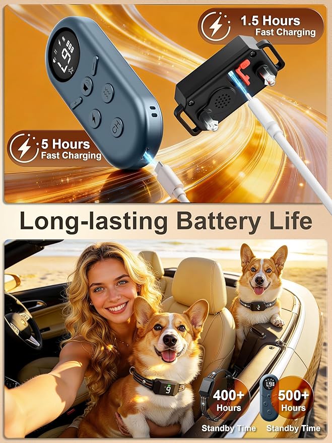 Small Shock Collar for 2 Small Dogs(5-30Lb), Dog Training Collar with Remote for Small & Medium Dogs, 3 Channels, Waterproof, Rechargeable, Collar with Beep, Vibration, Safe Shock,1300ft