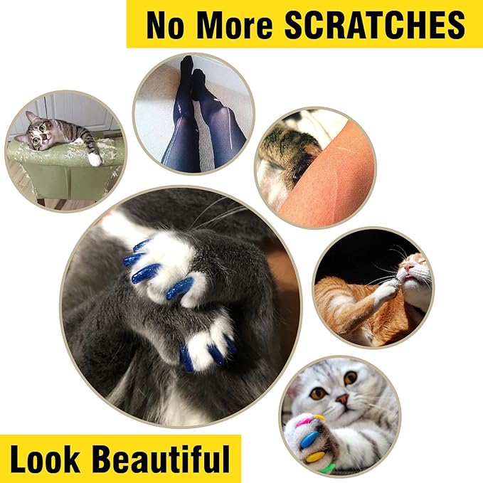 zetpo Cat Nail Caps | Cat Claw Covers | with Adhesives and Applicators (L, 20x Colors | 200 pcs)